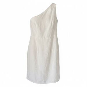 NWT A New Day One Shoulder Linen Blend White Dress  XS